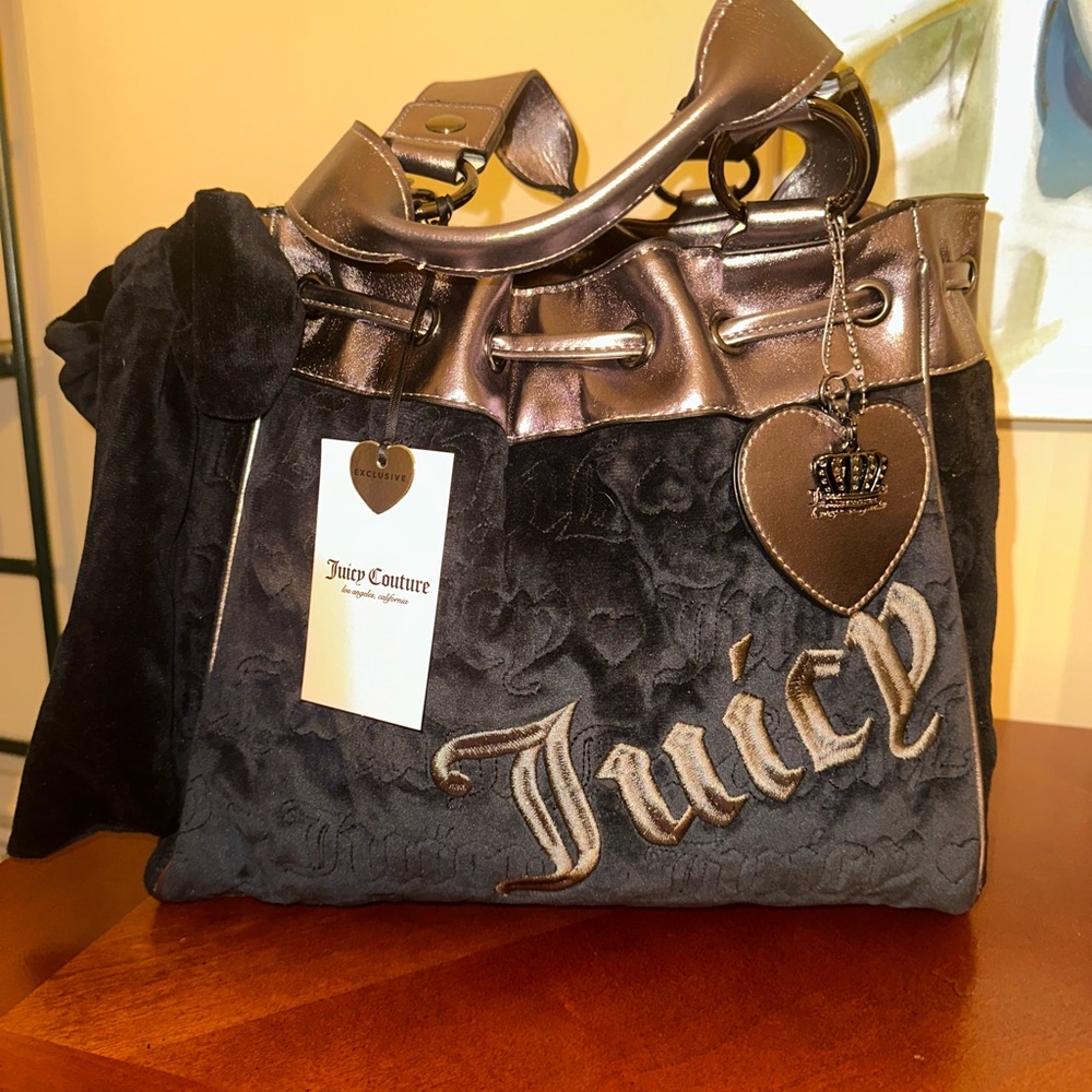 Juicy Couture Black and Metallic Tote Bag
